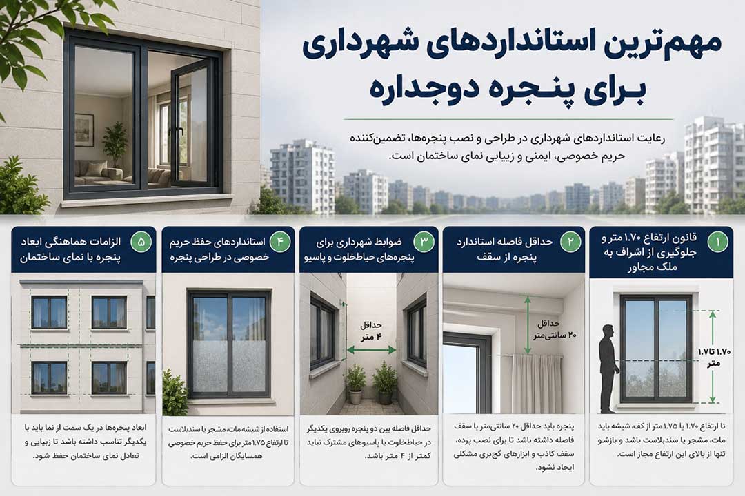 پنج استاندارد شهرداری برای نصب پنجره های دوجداره