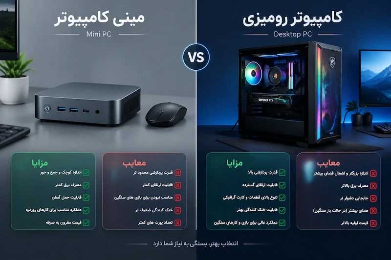 مقایسه مینی پی سی و کامپیوتر رومیزی