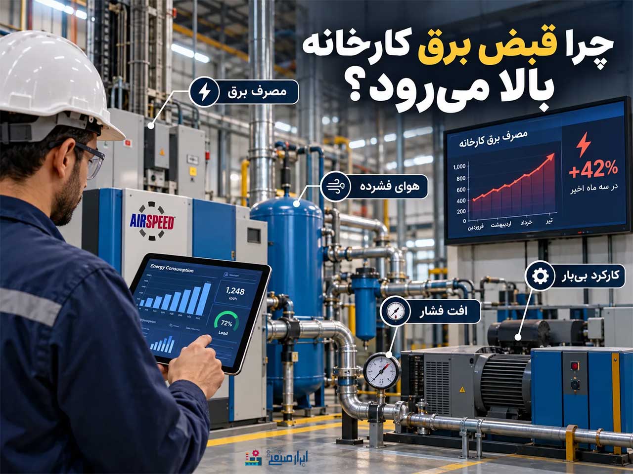 بررسی مصرف برق کارخانه و عوامل افزایش هزینه انرژی
